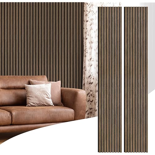 UMIACOUSTICS Wood Acoustic Panels, 2 PCS Diffusion Wall Panels, Decorative Sound Proof Panels for Home Office Cinema (Deep Walnut)