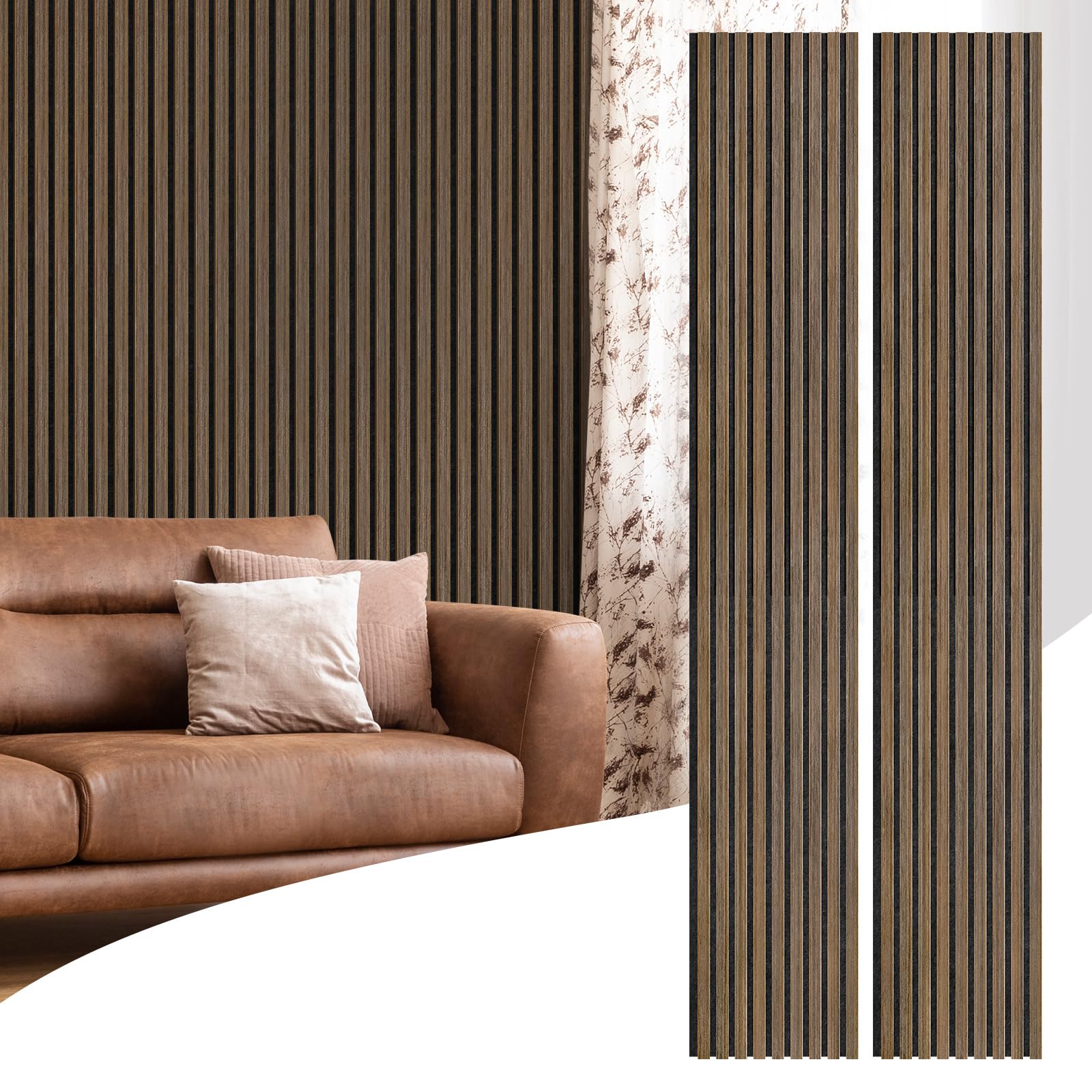 Condition photo showing New/Like New for umiacoustics wood acoustic panels, 2 pcs diffusion wall panels, decorative sound proof panels for home office cinema (deep walnut)