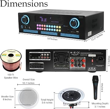 Vaiyer Home Theater Sound System Kit, 2000 W Bluetooth Amplifier