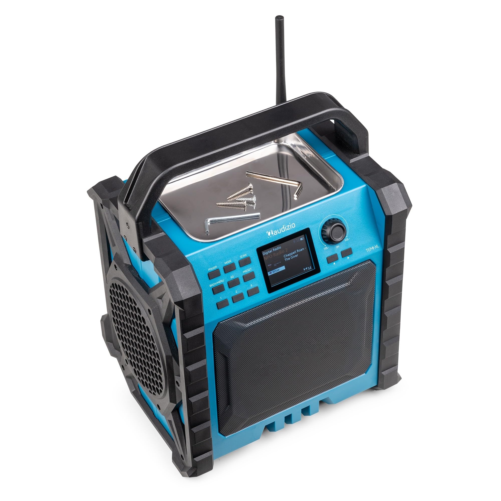 Audizio TEMI-XL - Radio de Chantier 200W avec Dab+/FM, BT sans Fil, Batterie Longue Durée & Powerbank - Enceinte Robuste IP54
