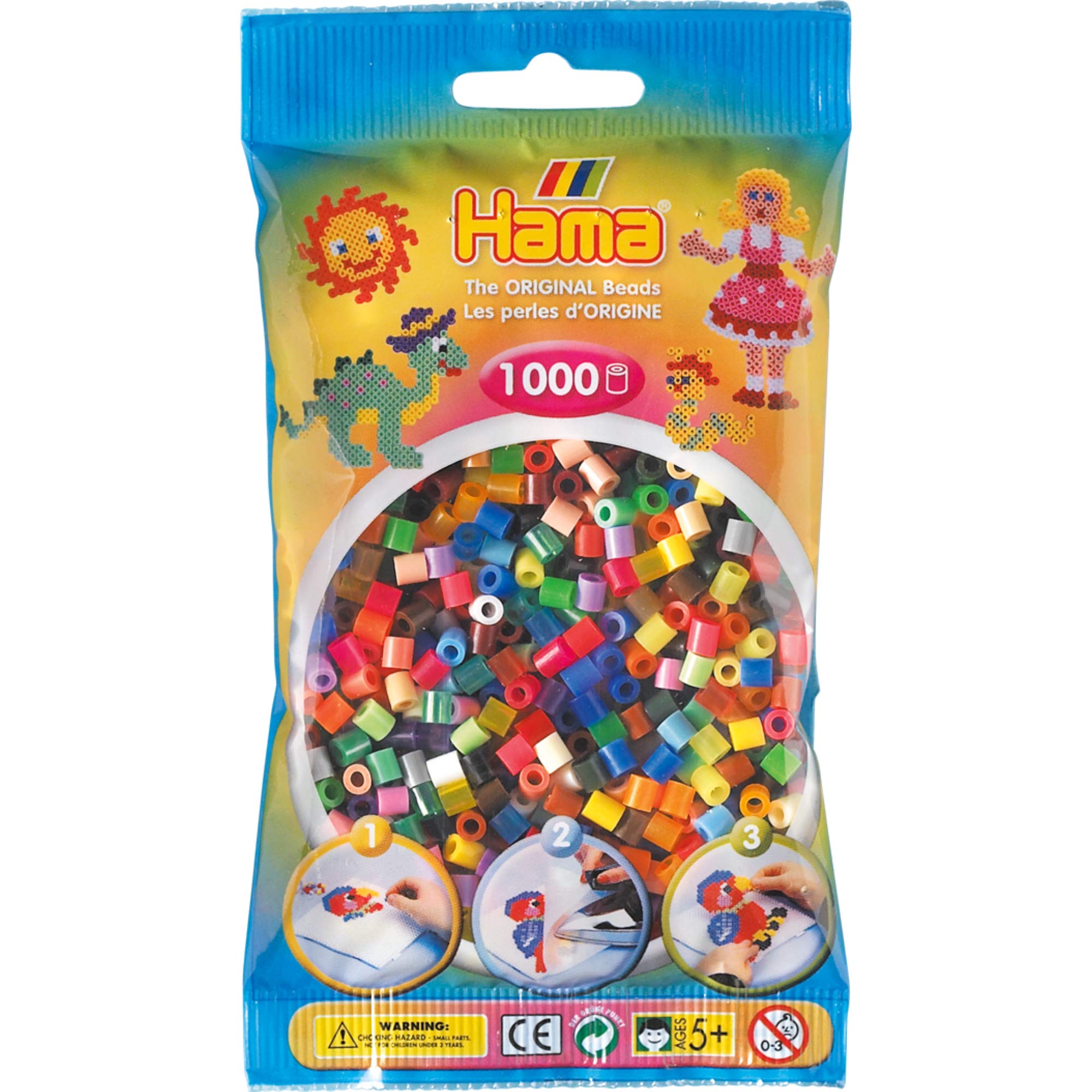 Hama Beads Bag | Approx. 1000 Midi Fuse Beads | Mosaic Decoration Arts & Craft for Creative Children Ages 5+ | Mix 68