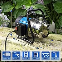 Vista 3 de FLUENTPOWER Bomba de transferencia portátil de 1 HP para jardín, bomba eléctrica de refuerzo para aspersores de 900 GPH, bomba de chorro para pozos