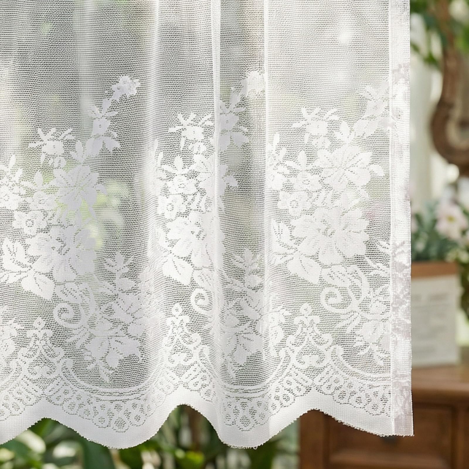 Molaxhome Spitze Scheibengardinen Kurzstores Jacquard Valance für Küche