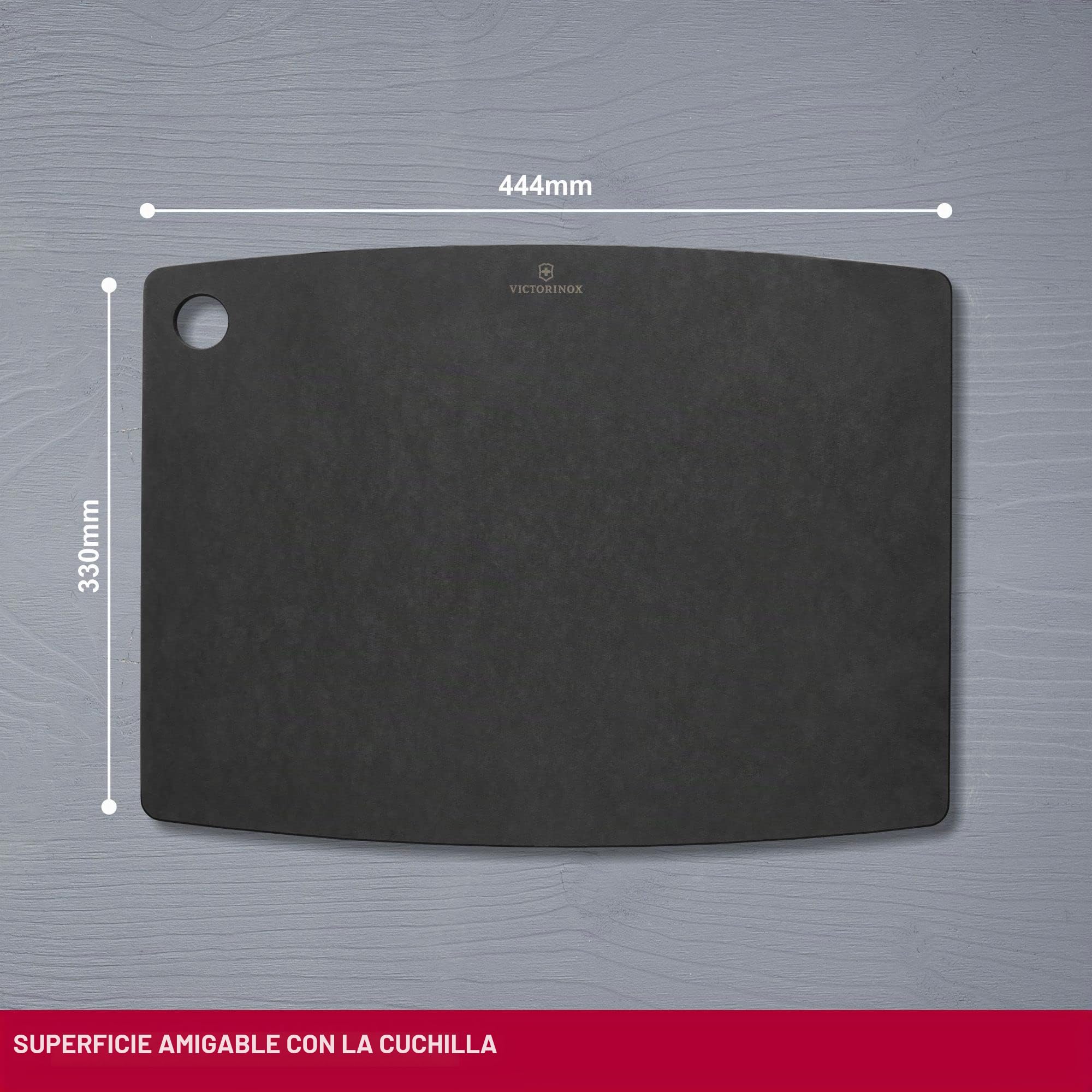 Victorinox Tabla de Cortar para Cocina, de Material Natural, Compuesto de Papel, Para Carne, Pan, Queso, Apto para lavavajillas, L (44.4 x 33 x 0.6), Negro