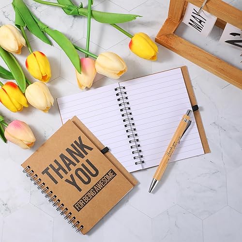 Miniatura 5 de Honoson Juego de cuadernos en espiral, regalo de agradecimiento a granel de 4 x 6 pulgadas, diario inspirador con bolígrafo de bambú, regalo de