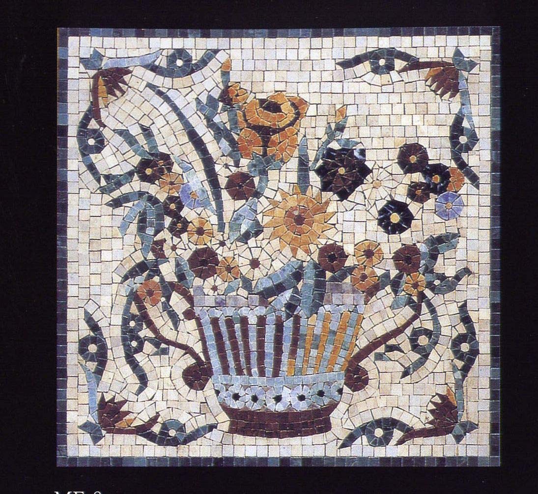 Mosaico Alfombra mármol ME8. Mosaico de mármol Estilo románico. Muy Decorativo. Interior o Exteriores. Incluso para enmarcar. Enmallado. Hecho a Mano. Aspecto Antiguo.