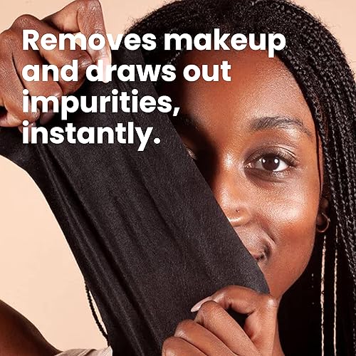 Miniatura 2 de BLAQ Toallitas faciales de carbón activado, paños de limpieza facial de carbón de doble cara, removedor de maquillaje, exfoliante AHA potenciado,