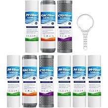 Whole House Water Filter Replacement Cartridges 9-Pack, 10"x2.5" 3-Stage Whole Home Water FilterSediment+GAC+CTO Filter, 0.5 Micron Reduces Chlorine,Taste, Sediment for Cleaner Water, 2-Year Supply