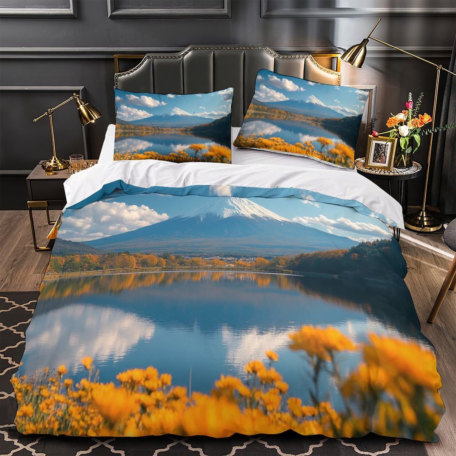 Housse de Couette Paysage Japonais 200x200 pour Chambre d'Enfants et Garçons