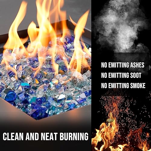 Miniatura 3 de Skyflame Vidrio de fuego mezclado de 10 libras para hoyo de fuego, chimenea, paisajismo, 12 pulgada azul aguamarina, platino, azul cobalto,