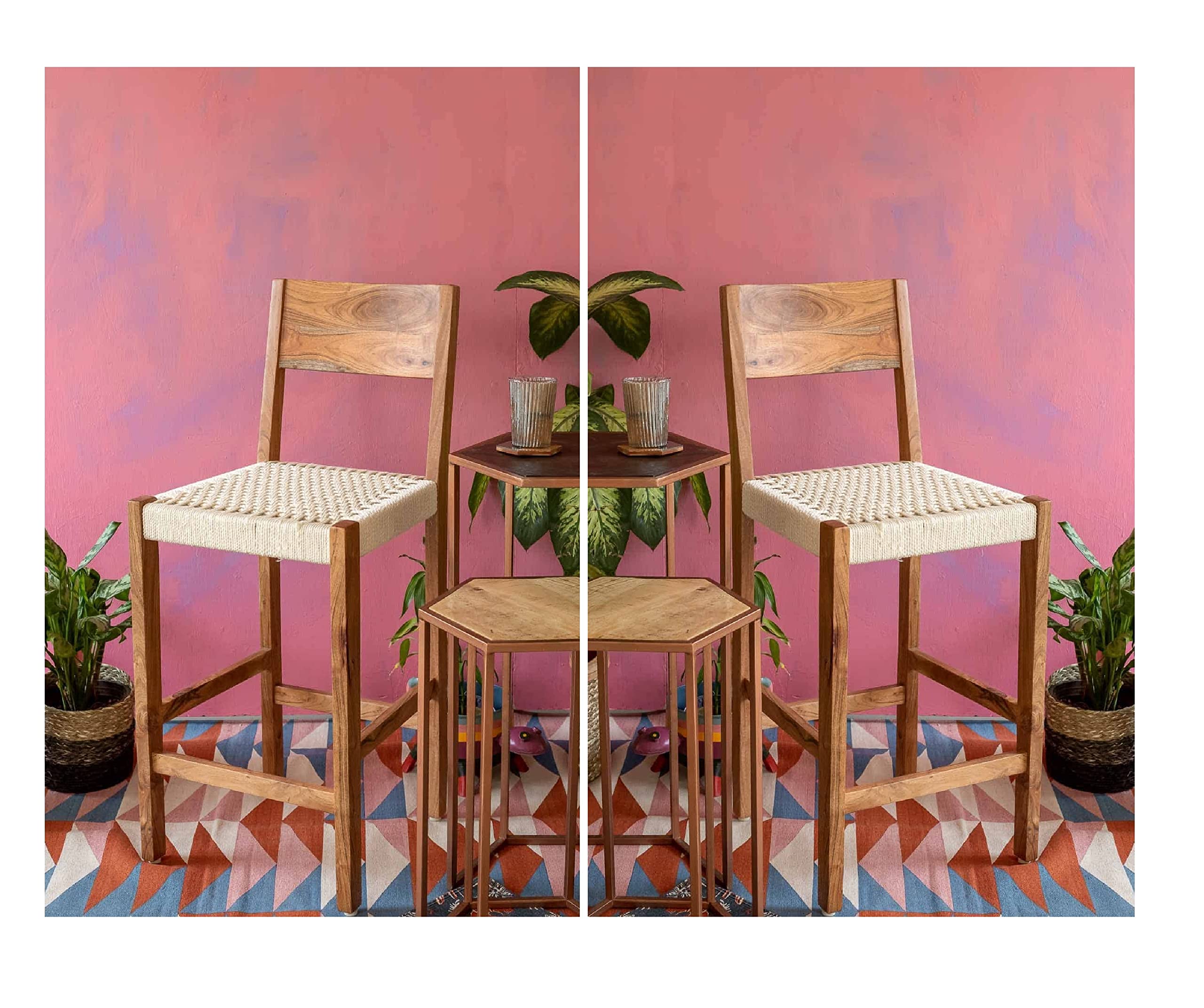 CHETAK FURNITURE Sheesham Solid Sheesham Wood Bar Chair Set of 2 Combo, Wood Long High Bar Chairs for Home Kitchen Counter Seating High Stools (Set of 2, Natural Finish)-image-45