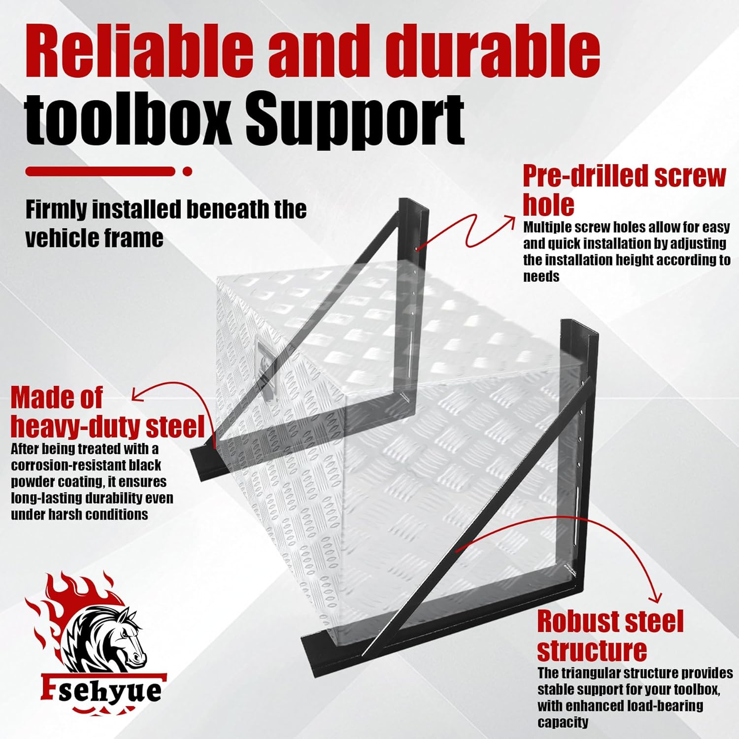 18"x18" Underbody Steel Mounting Brackets Truck Tool Box Mounting Kit Heavy Duty Welded Formed Mount Bracket Kit for Truck Trailer Underbody Tool Boxes with Screws and Nuts Black Set of 2