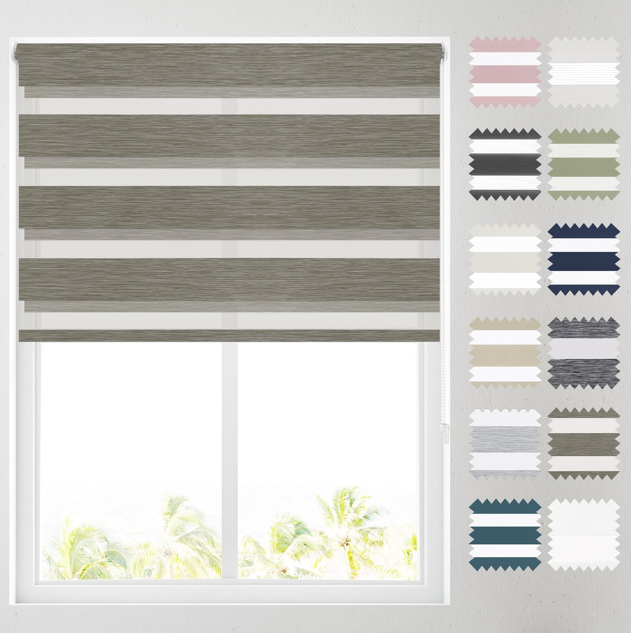 Barnes Blinds - Day & Night Double Roller Blinds for Windows - Durable Fittings Easy Fit - Roller Blind (Strada Natural 183cm)