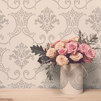 STENCILIT Baroque Wall Stencil for Painting - 2 Pack of 16.5 x 21.5 in Stencil, Victorian Wall Stencils for Painting Large Pattern, Damask Large Wall Stencils