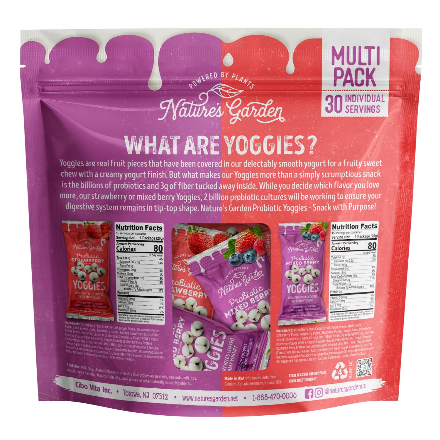 Natures Garden Probiotic Yoggies Multi Pack, 21oz