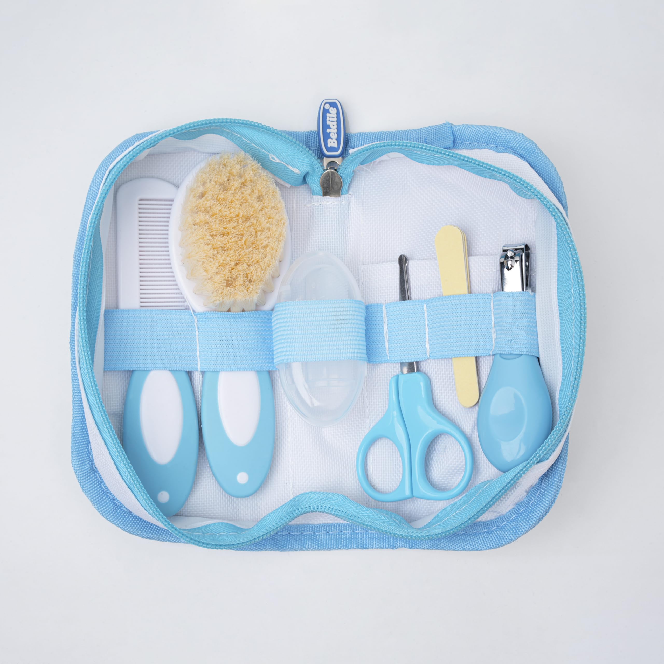 ZUPTIX 6 In1 Baby Grooming Kit, Baby Manicure Set Portable Baby Grooming Kit for New Born Baby, Finger Brush, Hair Brush, Comb, Baby Nail Scissor, Baby Nail Cutter,Tweezer,Nail Filer,Newborn,IToddlers,