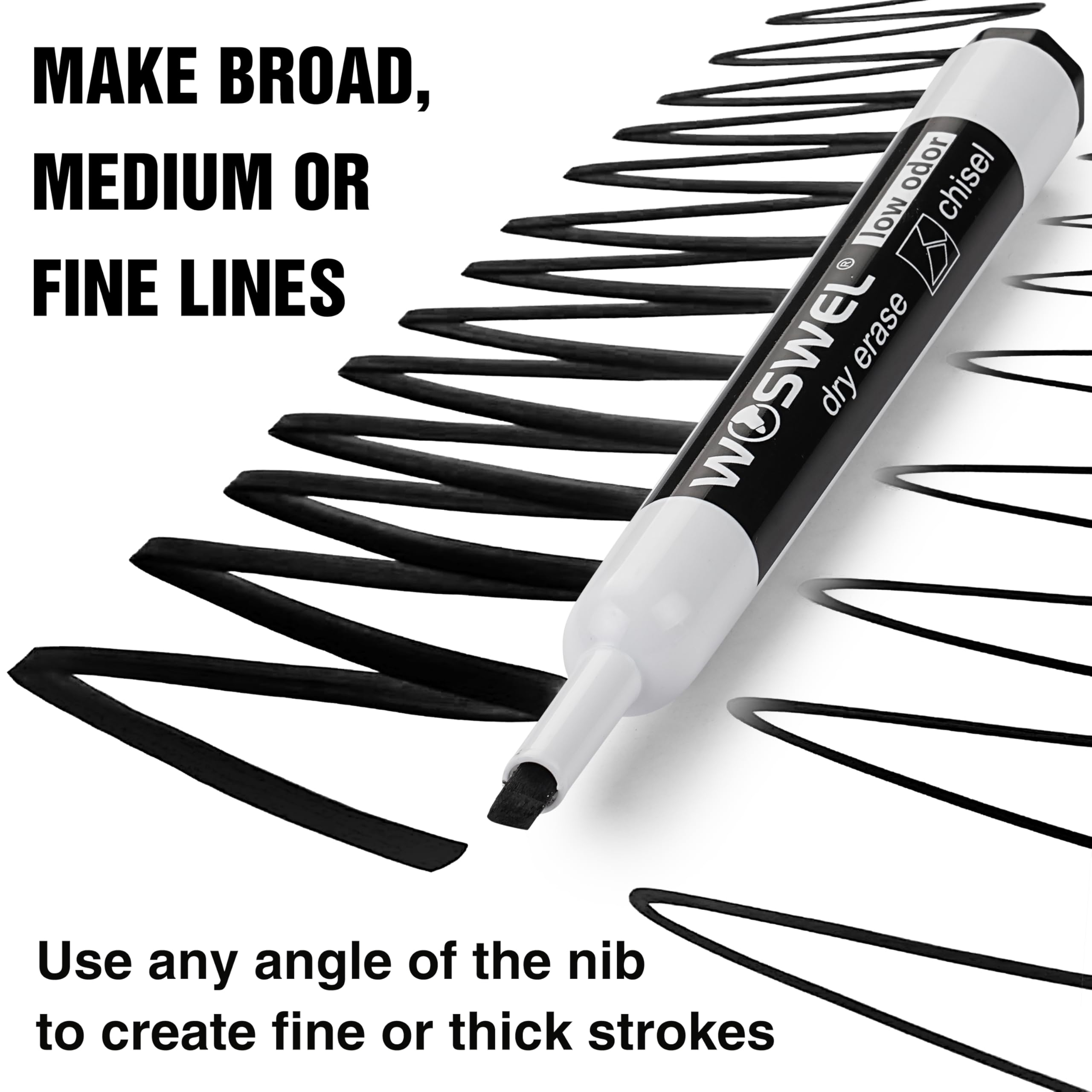 Black Dry Erase Markers Low Odor Chisel Tip Whiteboard Markers Pack Of 10 357901140109738007