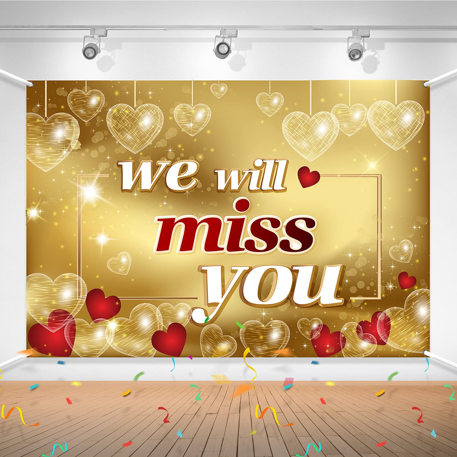 Buy Aonbon Gold We Will Miss You Backdrop Banner, Going Away Party