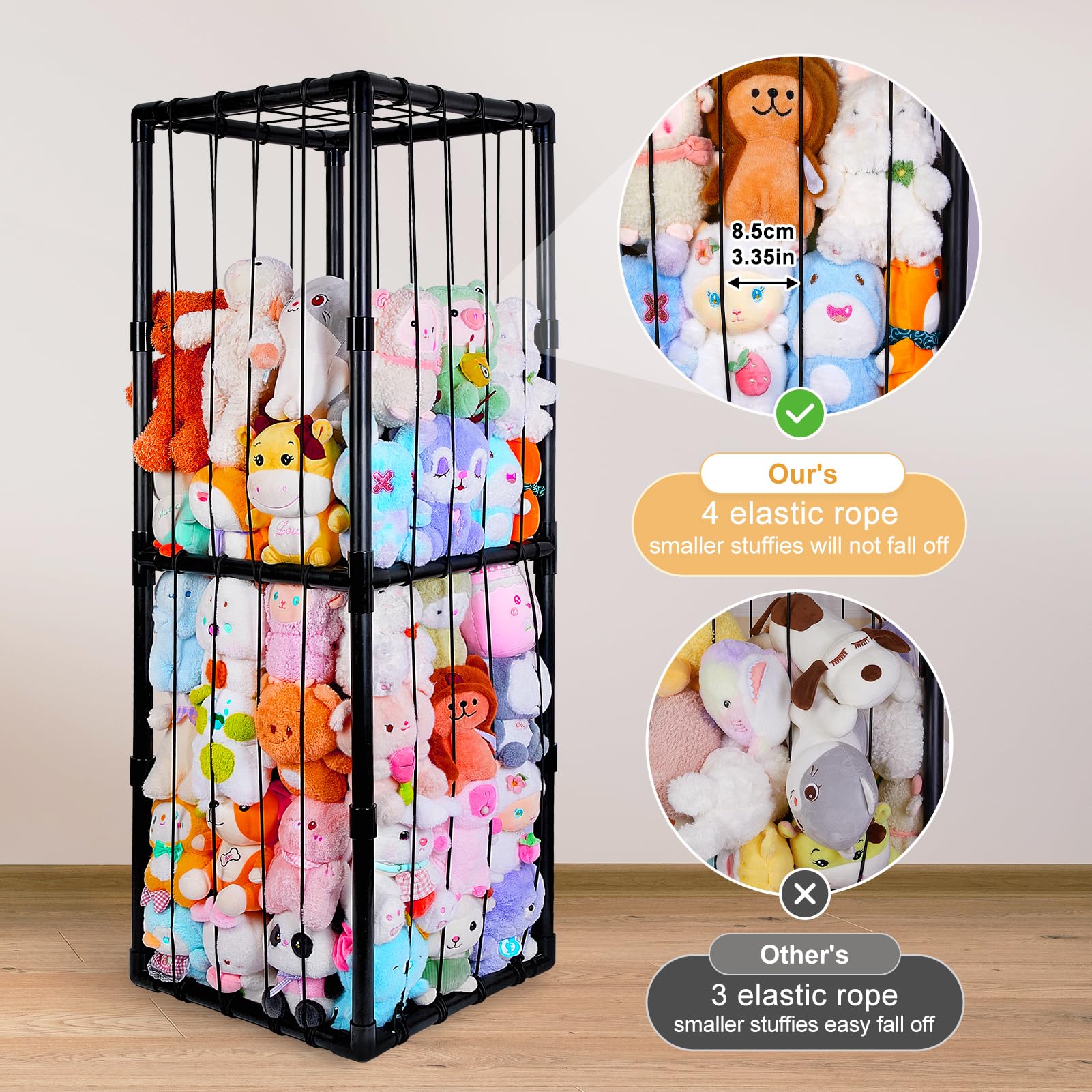 MHJY Stuffed Animals Zoo Storage Soft Toy Holder Organiser Large Cuddly Toys Storage Shelf with Elastic Band Stuffed Animals Cage for Nursery Playroom Bedroom Kids Room Furniture - Image 4