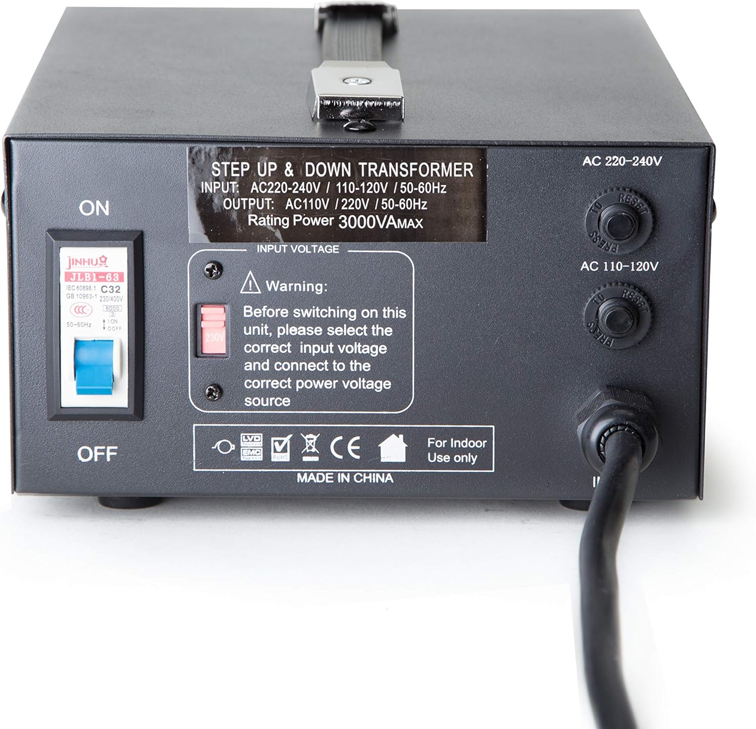 Flash Deals - 50% OFF ELC T-3000 3000-Watt Voltage Converter Transformer - Step Up/Down - 110V/220V - Circuit Breaker Protection [3-Years Warranty], black