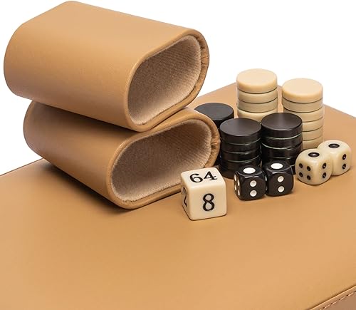 Miniatura 4 de Yellow Mountain Imports Bozcaada - Juego de mini-juego de backgammon de cuero sintético magnético de viaje, con damas magnéticas, tablero de 9