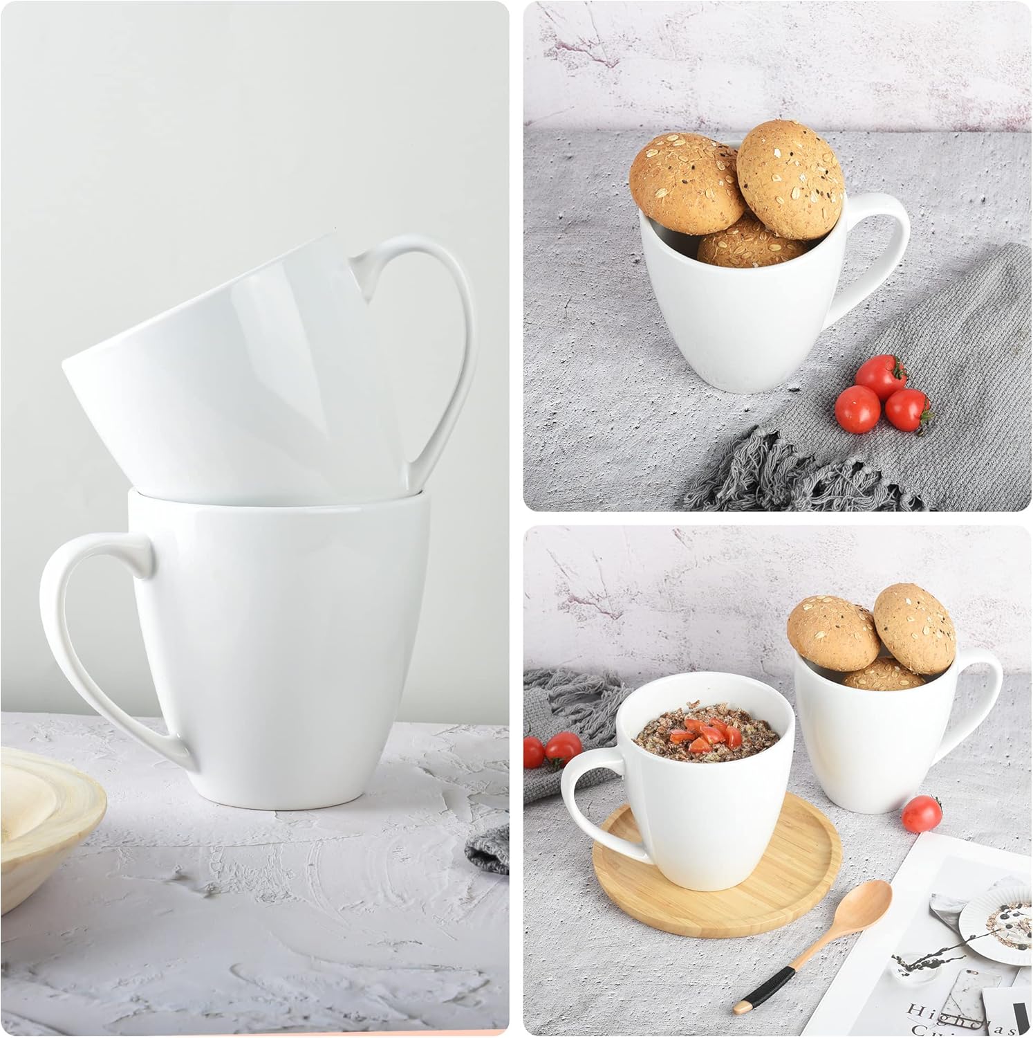 39oz Large Coffee Mug Ceramic Tea Cup for Office and Home Big Capacity with Handle also for Soup, Cereal and Salad (white) - Image 6