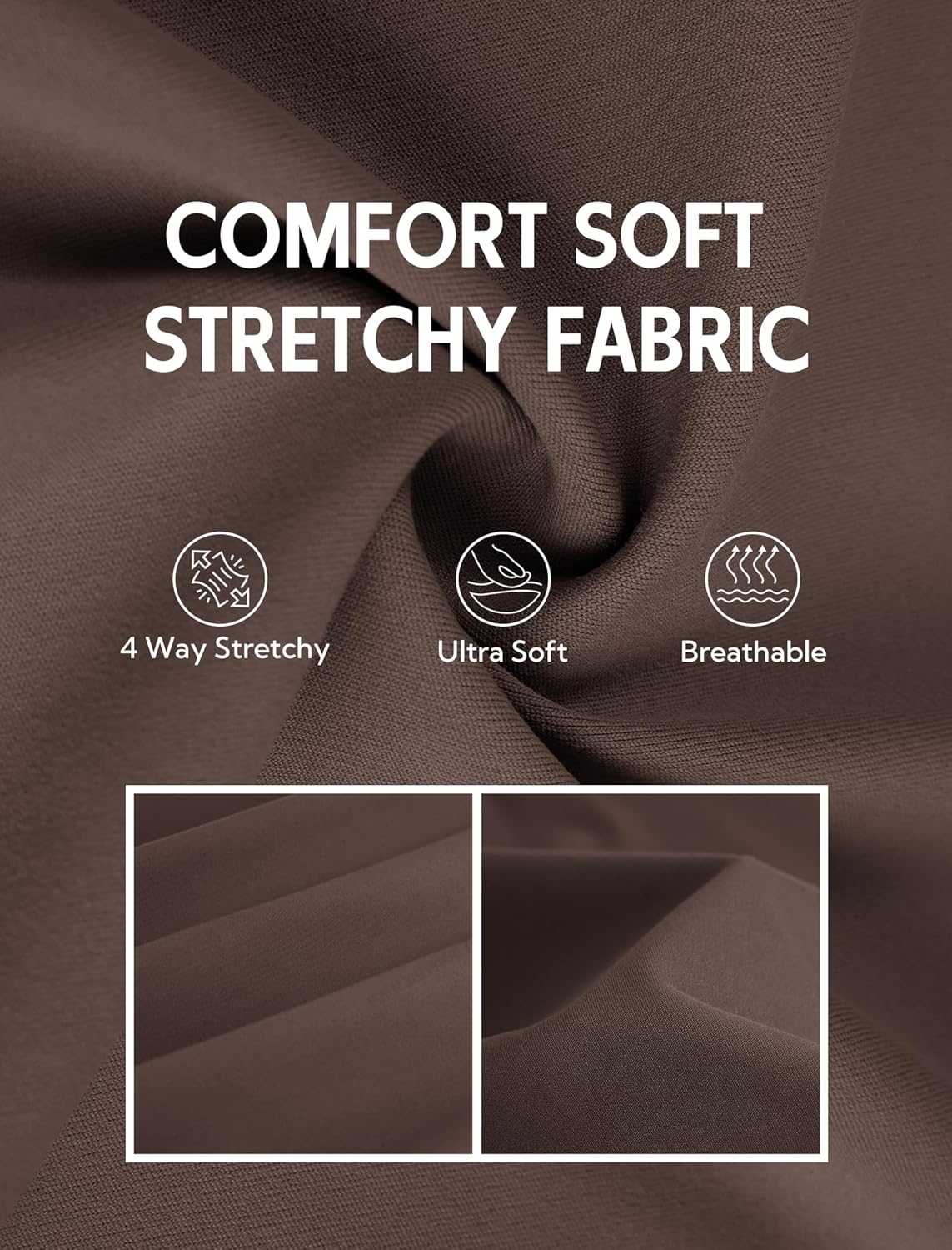 Women's Work Dress Pants Wide Leg Business Casual Slacks Sretchy Pull on High Waisted Office Trousers with Pockets Brown - Image 5