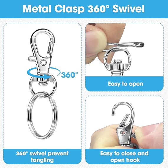 60 Pcs Keyring Making Kit 30Pcs Key Rings and 30Pcs Lobster Clasps Stainless Steel Metal Keychain Clip with Plastic Box for Jewellery Making DIY Craft