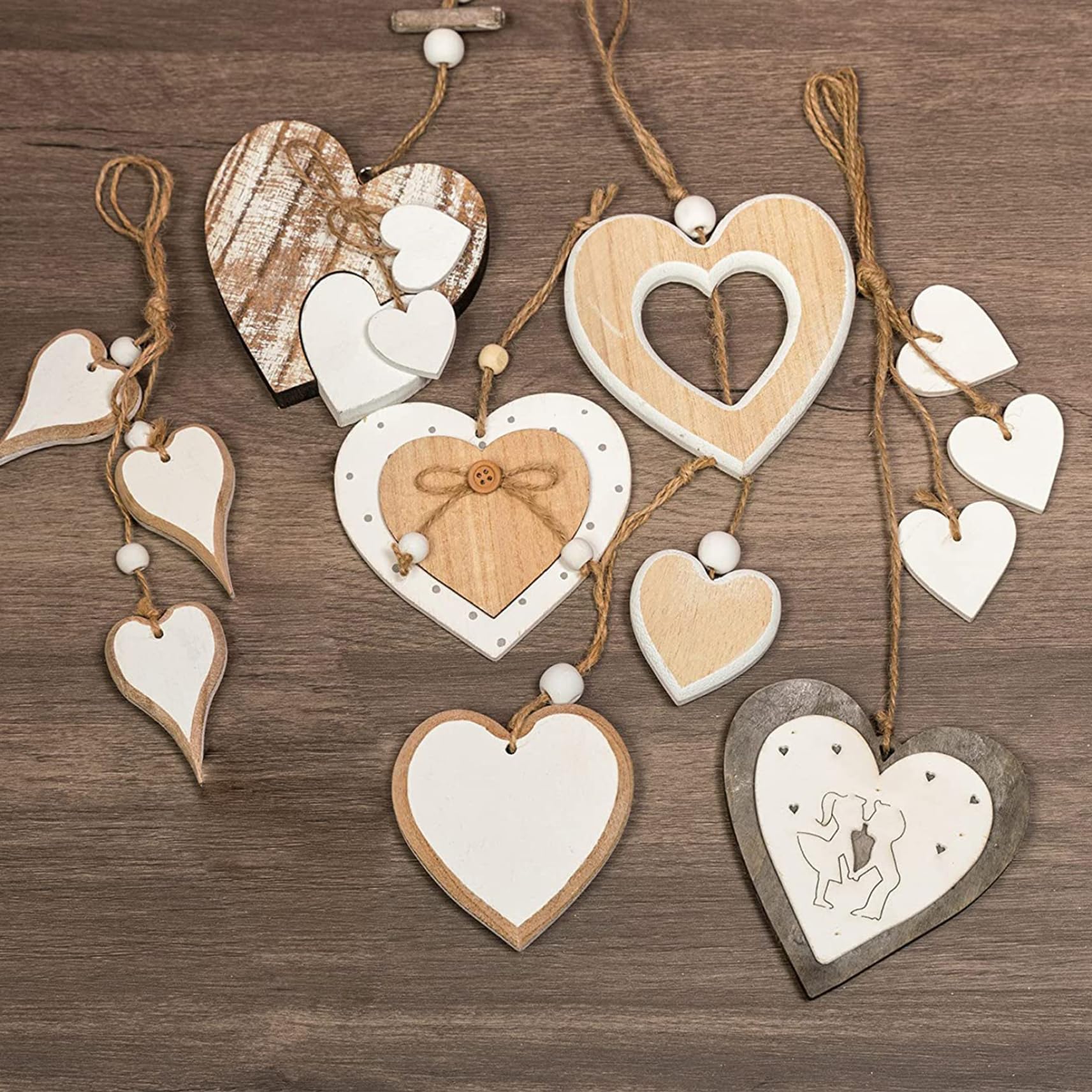 Corazones de Madera Colgantes de Pared para Decorar Espacios Vacíos en Bodas y Hogar