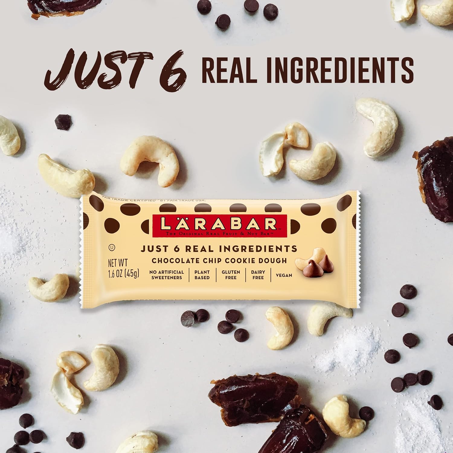Larabar Chocolate Chip Cookie Dough, Gluten Fruit & Nut Bar, 16 Ct