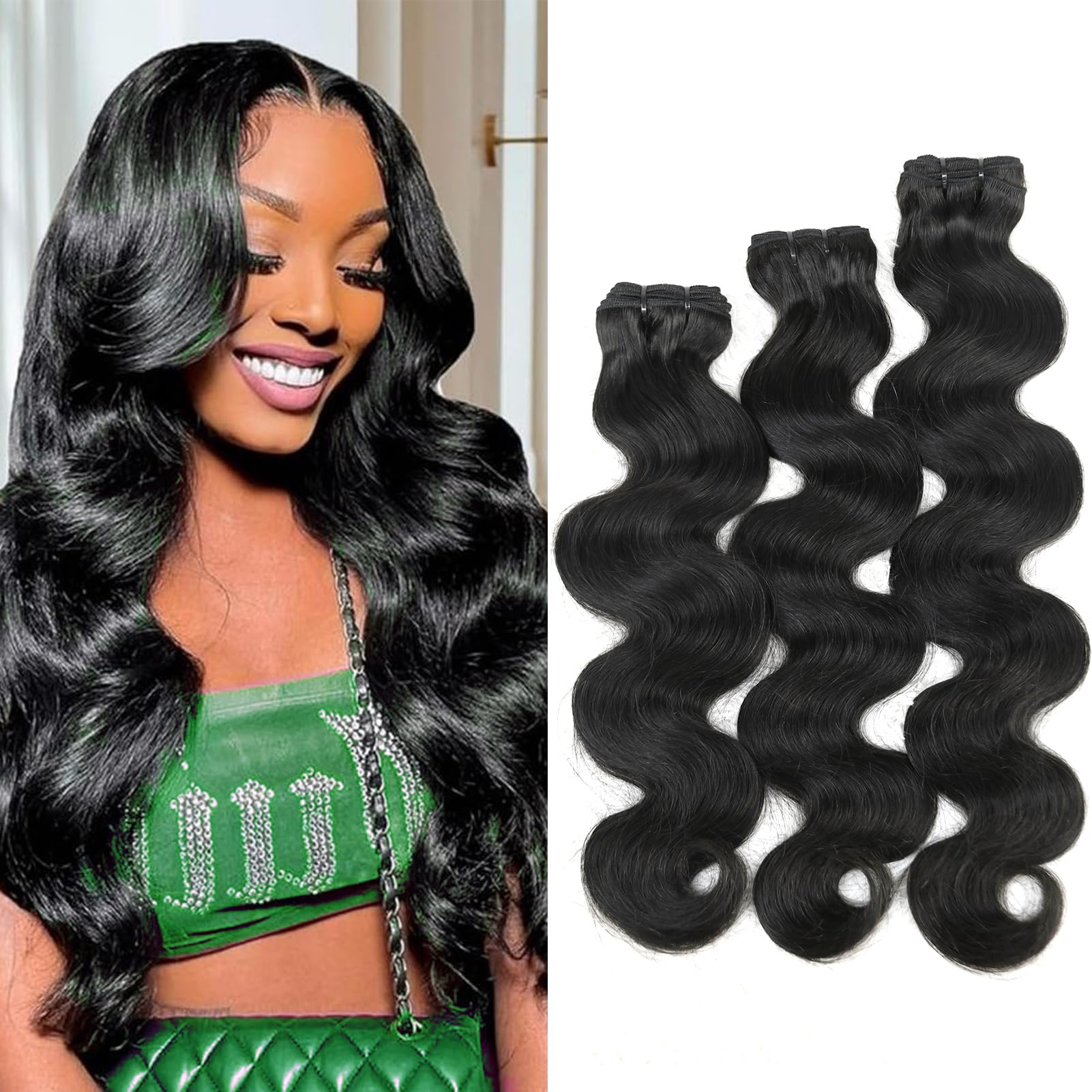 Body Wave Human Hair Extensions 20-24 Inches Cambodian Raw Hair Bundles RAW Cambodian Waves Bundles – The Frontal Queen main image 3