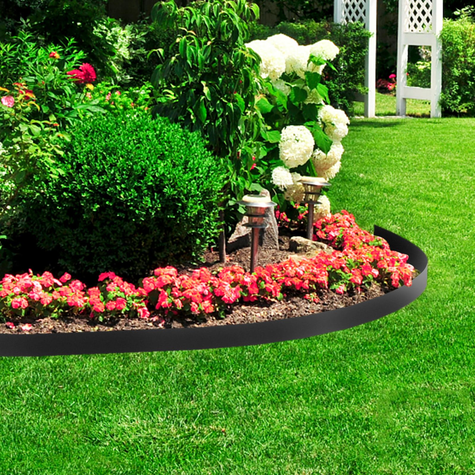 5pcs steel landscape edging, 39 x 3 in bendable metal garden edging border, hammer-in edging border, length landscaping metal edging for yard, garden, lawn
