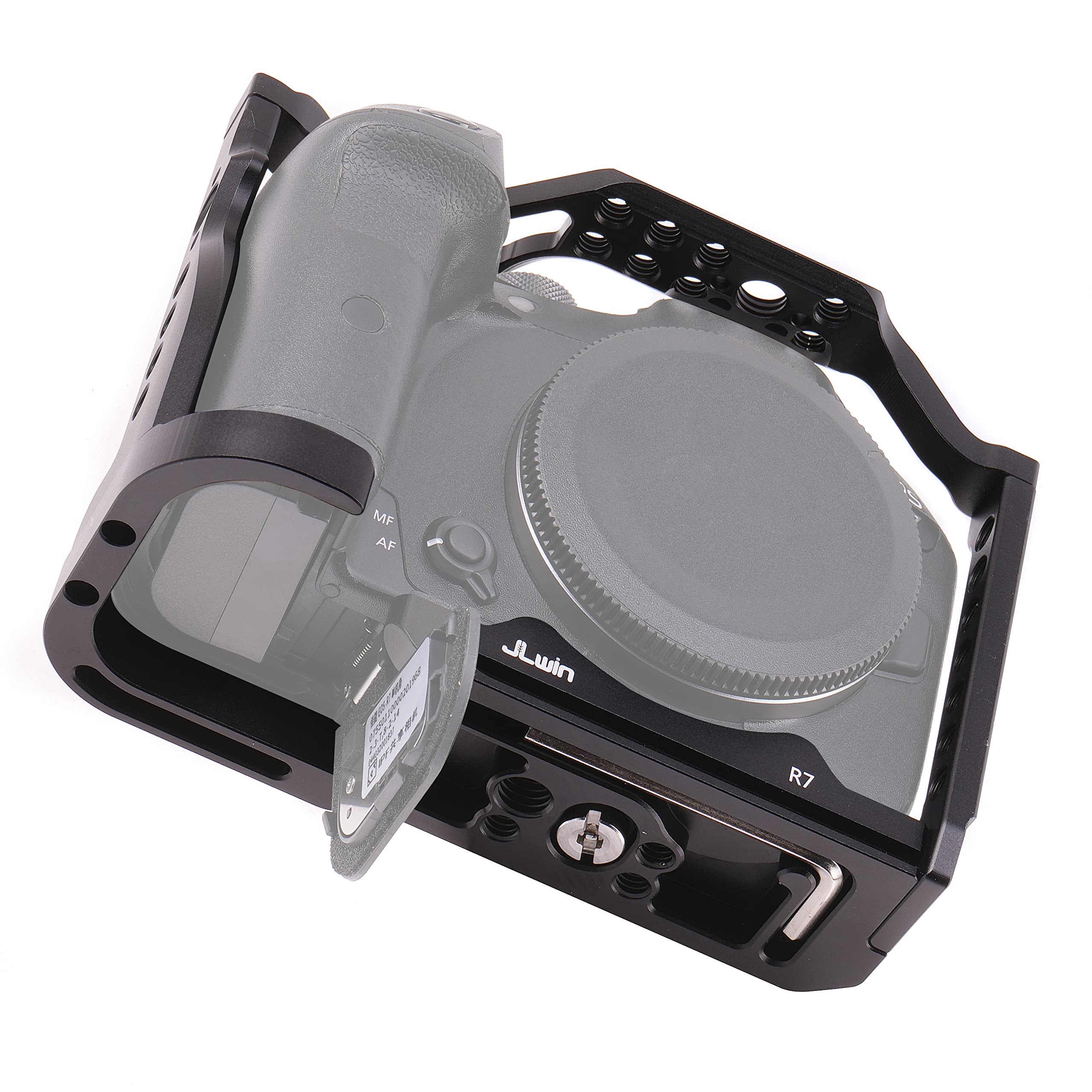 EOS R7 Cage, Hersmay Aluminium Kamerakäfig Camera Cage für Canon EOS R7 spiegellose Kameras, Vlogging Video Dreharbeiten Filmmaking Rig Stabilizer mit 1/4" Befestigung und 3/8" Arri Aufnahmebohrung