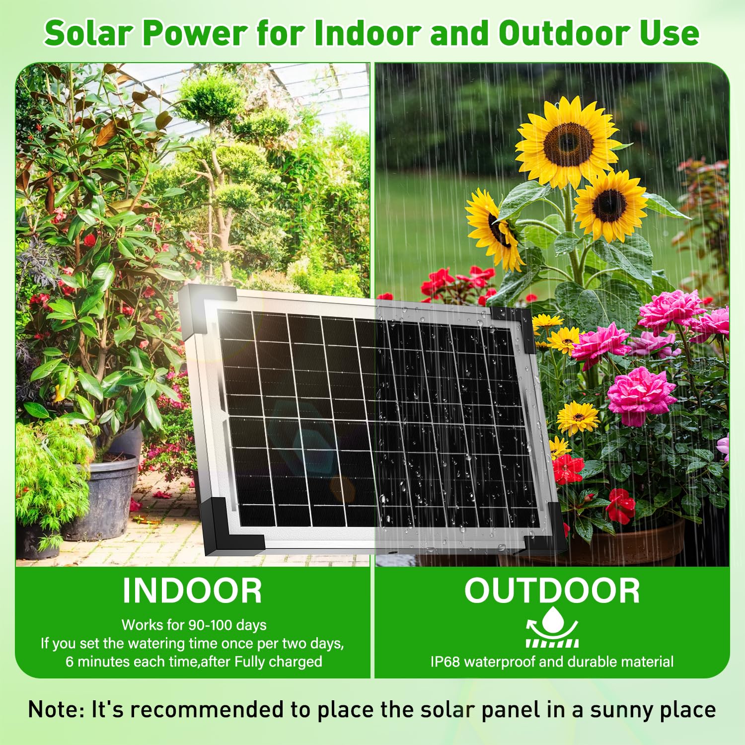 Onherm Kit Sistema de Riego por Goteo Automático Solar para Maceta, Manguera de 30 Metros para 1-30 Plantas en Macetas, 300 Modos de Temporizador, pare Jardín, Balcón y Huerta
