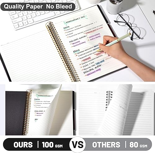 Miniatura 2 de Cuaderno de espiral grande de 85 x 11 pulgadas cuaderno en espiral de 3 temas para tomar notas papel de alta calidad 353ozm 104 hojas diario con
