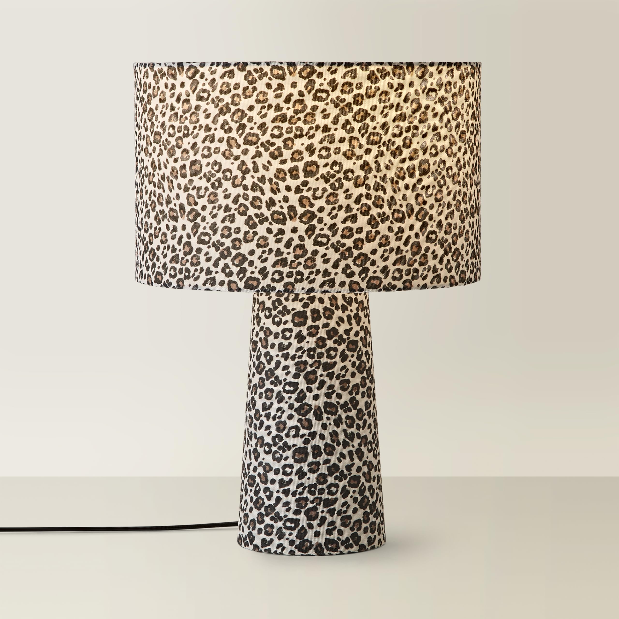 Valuelights Unisex Tan Bertie Leopard Print Full Fabric Table Lamp In