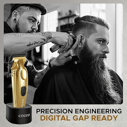 Miniatura 8 de Cocco Veloce Pro Clipper, Digital Gap Ambassador Graphene Taper Blade Profesional Clipper, Motor BLDC de alto par, totalmente metálico, inalámbrico,
