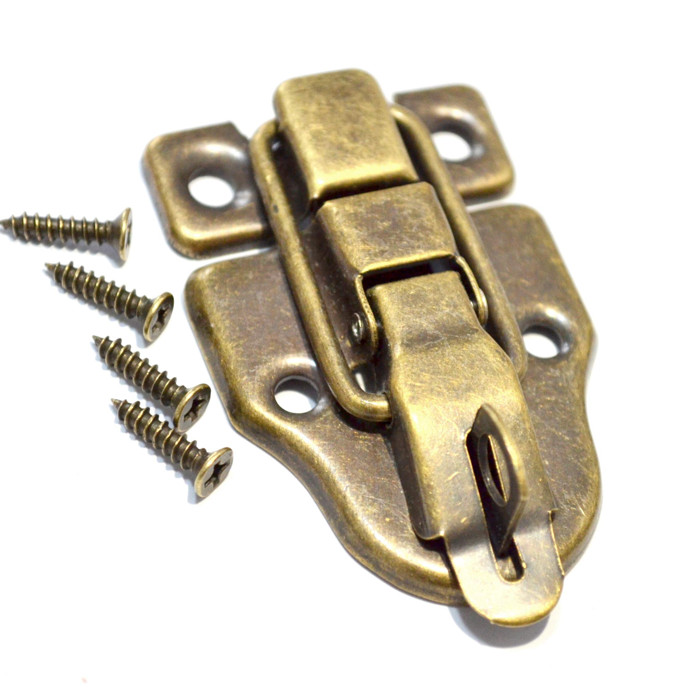 5-Pack Vintage Bronze Hook Hasp Latches - 1-1/2" X 1-3/4", Antique Swing Lock Clasp With Screws For Jewelry Boxes & Wood Chests