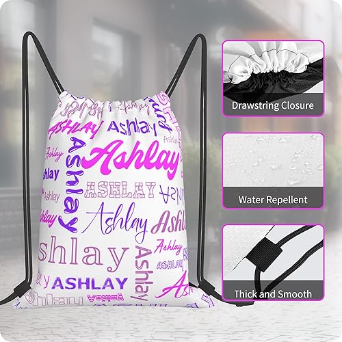 Miniatura 3 de Mochila personalizada con cordón para hombres y mujeres, pequeña bolsa de gimnasio, playa, compras, deporte, yoga, Nombre personalizado-18, Mochilas