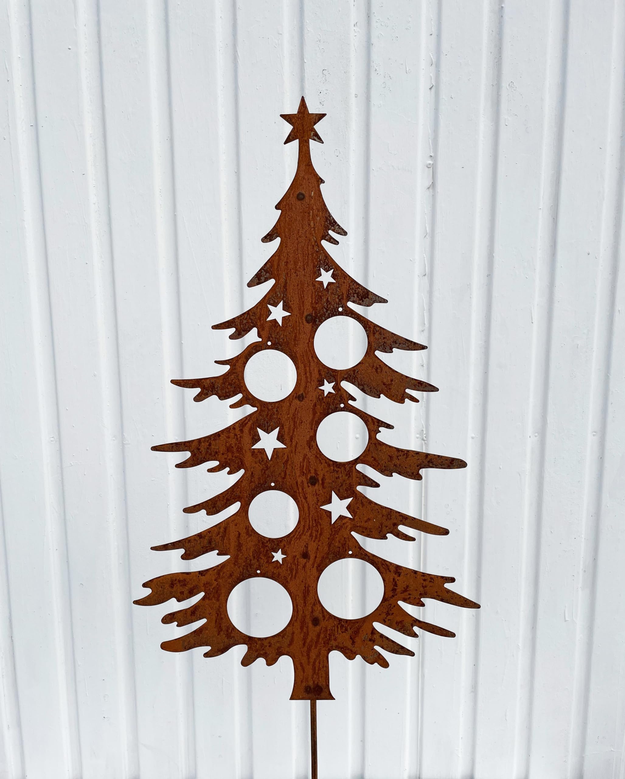 Tannenbaum zum Dekorieren 70cm Tanne zum Stecken Gartenstecker Weihnachtsbaum Christbaum Edelrost Gartendeko Rost Weihnachtsdeko Metall Rostfigur Outdoor Weihnachtsschmuck