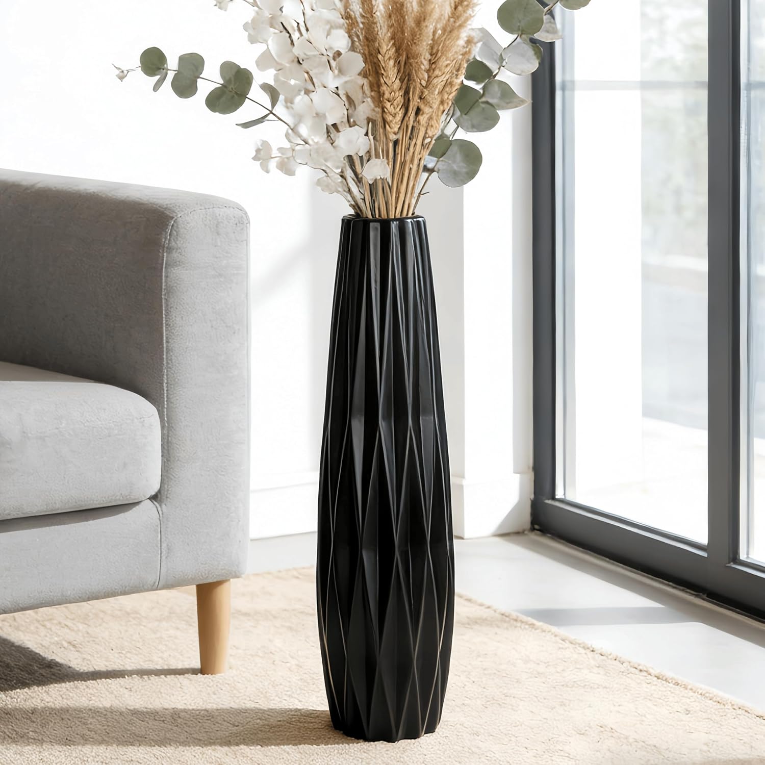 Tall Black Floor Vasenull