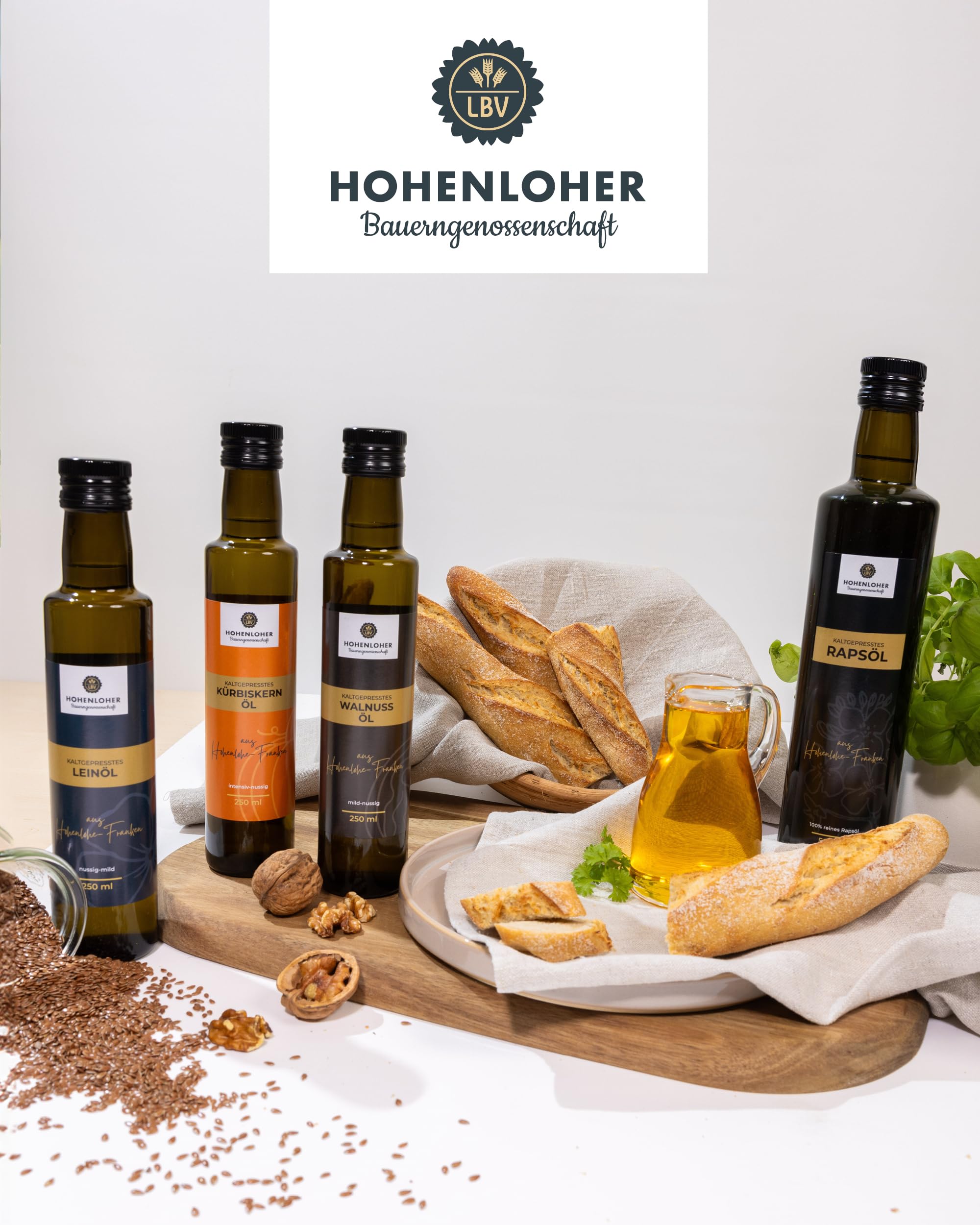 Hohenloher Bauerngenossenschaft Walnussöl kaltgepresst 250ml - Schonend kaltgepresstes Walnussöl mit nussig-feinherbem Aroma - Öl von regionalen Walnussbäumen