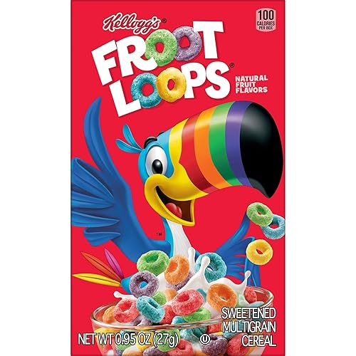 Miniatura 7 de Kelloggs Froot Loops cereales para desayuno original buena fuente de fibra porción única caja de 095 onzas paquete de 70