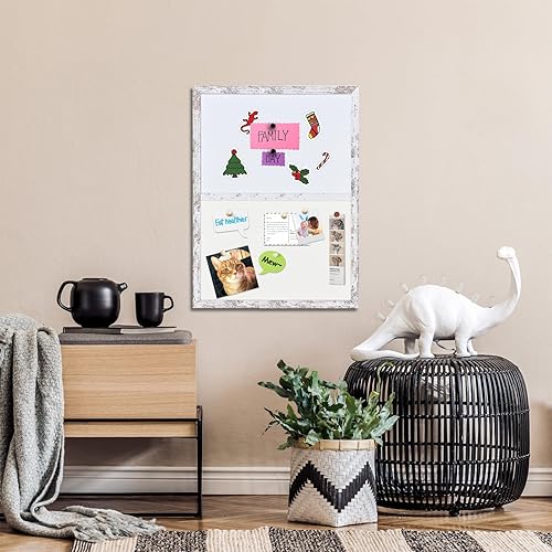 Miniatura 4 de Tablero de anuncios, pizarra blanca de fieltro para oficina, escuela, cocina, dormitorio, marco de madera blanca, 17.7 x 23.6 pulgadas, pizarra