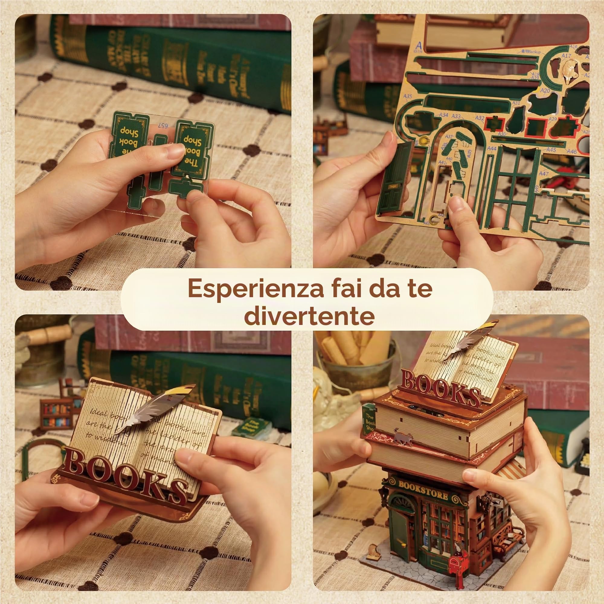 Tonecheer Puzzle 3D Kit, DIY Modello Casa Delle Bambole Scatola di Archiviazione Desktop Creativa, Decorazione Domestica con Apertura Automatica del Coperchio (libreria del tempo)