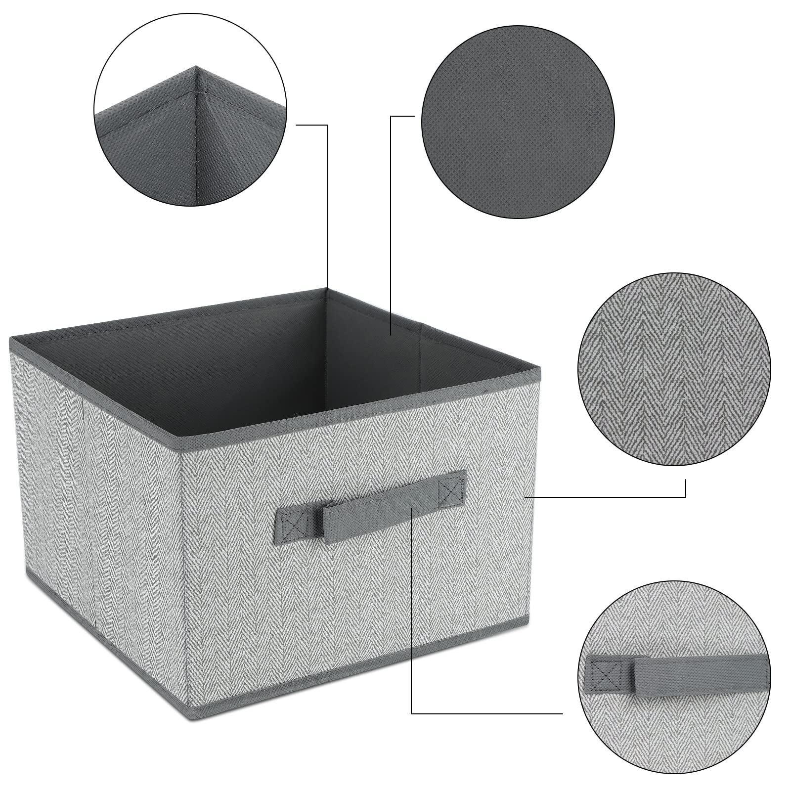 Dayard 3 Contenitori In Tessuto Pieghevoli Da 23L - Ceste Per Scaffali, Armadi E Librerie, Organizer Per Casa, Grigio, 40x28x20 Cm