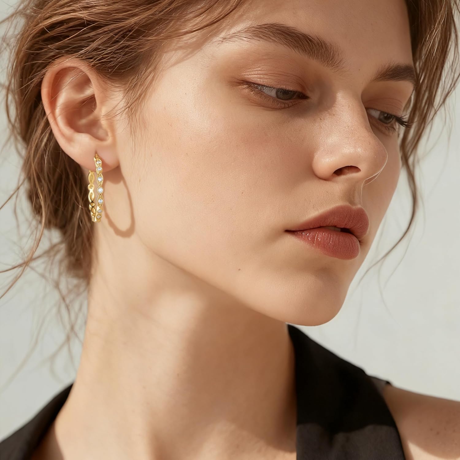 Gold Hoop Earrings for Women 14K Gold Earrings for Women Hoop Earring for Womens Hoops Evil Eye Hoops Earring for Womens Crafted with Cubic Zirconia 30mm - Image 4