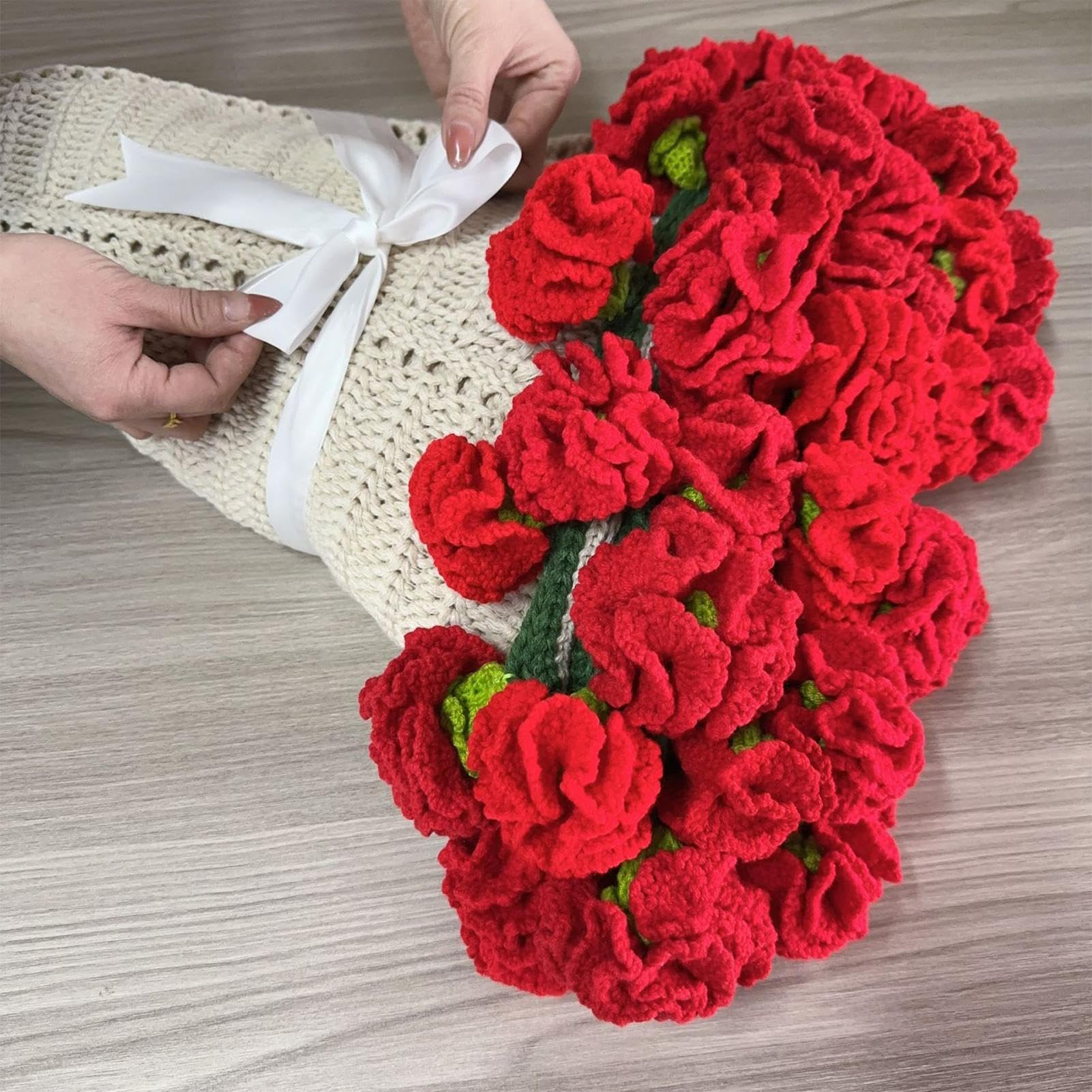 Häkel Blumenstrauß Decke Nelkenblüten-Streicheldecke Wohndeko | Romantischer Boho Charme Deko Für Wohnzimmer Kaminbank