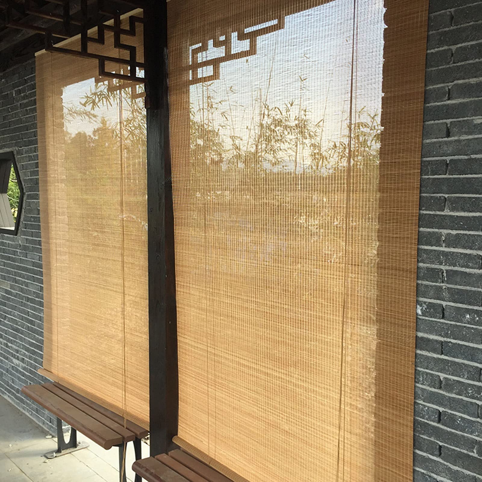 ZXXL Pergola/Pavilion/Gazebo Roller Blinds, Japanese-style Outdoor Bamboo Roller Shades, 95cm/105cm/115cm/125cm/135cm/145cm/155cm Wide (Size : 95cm×200cm/37.4in× 78.7in)