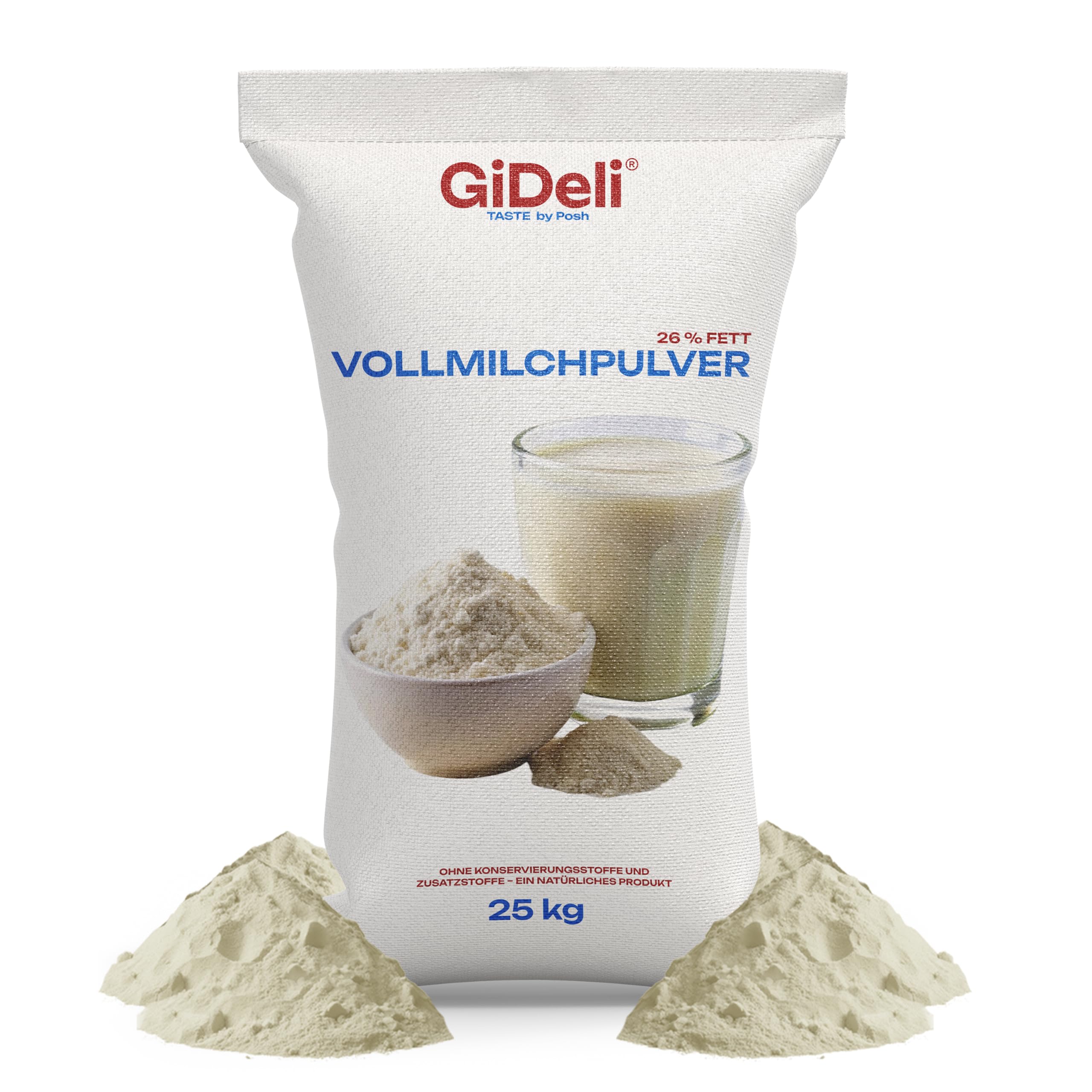 GiDeli Vollmilchpulver 25kg - Milch 26% Fett - für Getränke, Desserts und Backwaren aus pasteurisierter Kuhmilch